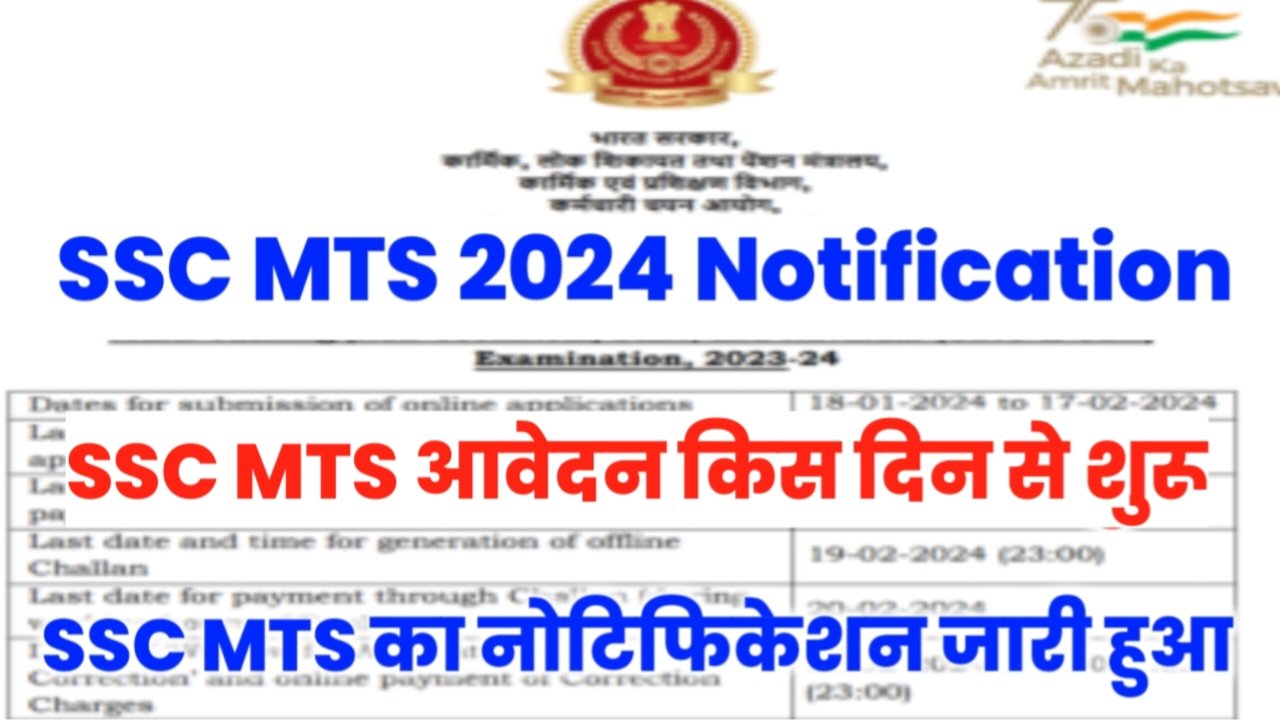 SSC MTS Notification 2024: SSC ने जारी किया एमटीएस का नोटिफिकेशन! आवेदन फॉर्म इस दिन से शुरू
